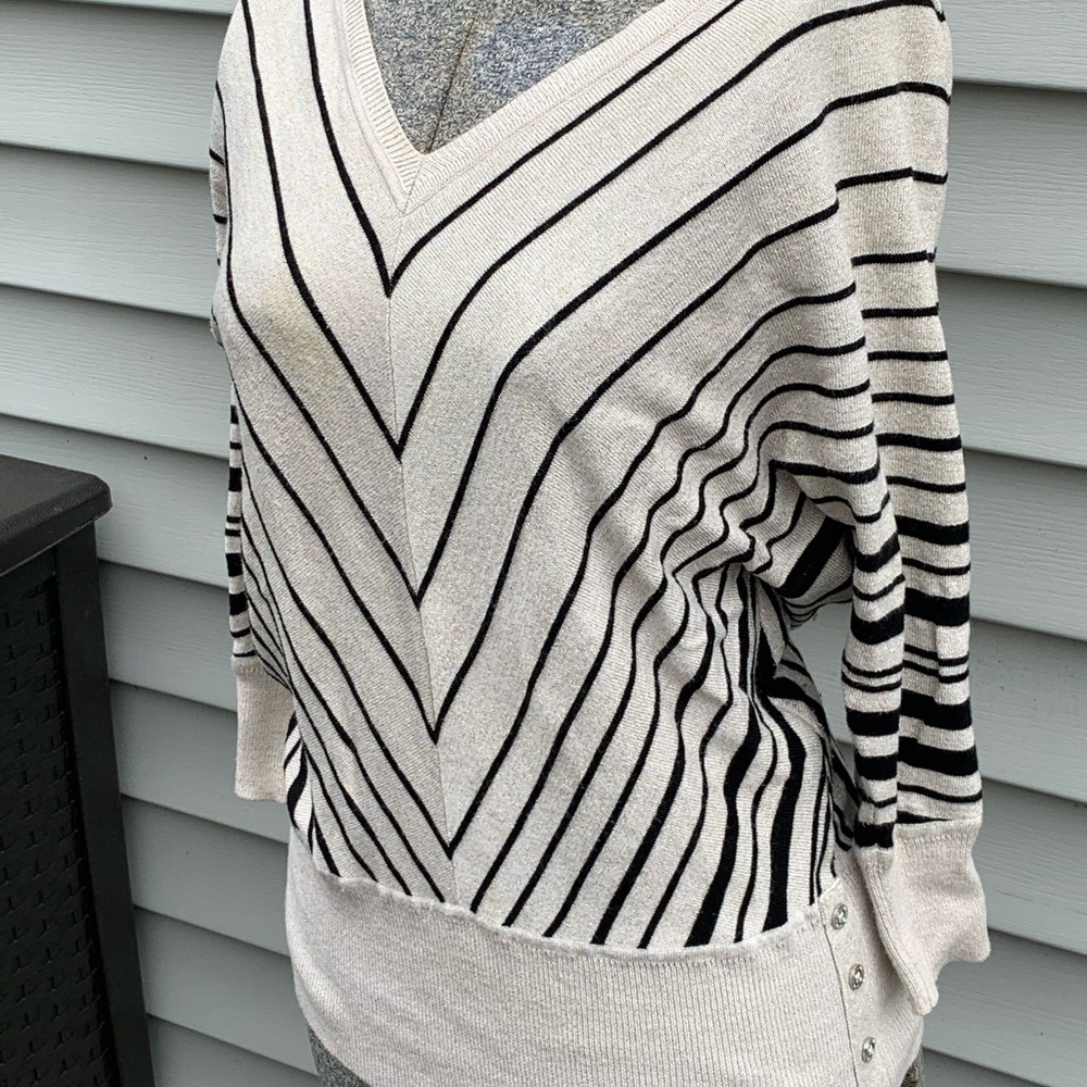 White House Black Market Striped V-Neck Sweater